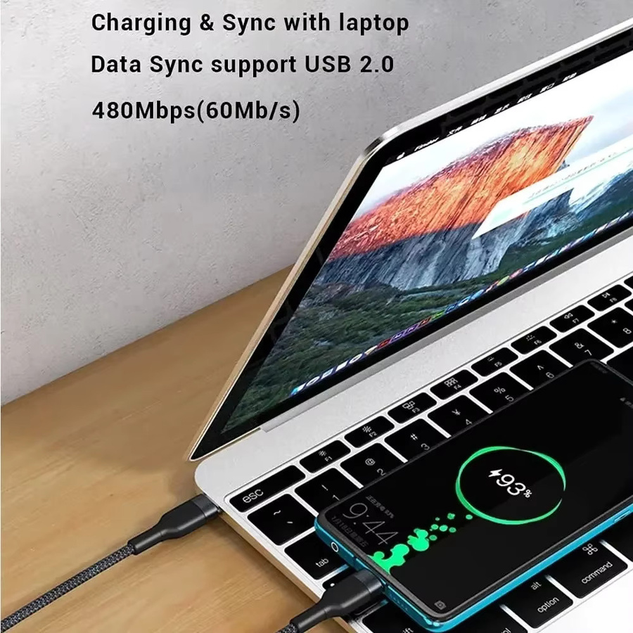 USB-C auf USB-C Schnellladekabel 60W für iPhone 15/16 und Powerbank, Länge: 0,25 m - Bild 5