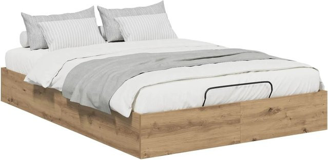 vidaXL Ottoman Bettgestell mit Lift-up-Funktion in Artisan-Eiche, Farbe Braun, B/T/H: 120 x 200 x 25 cm - Bild 1