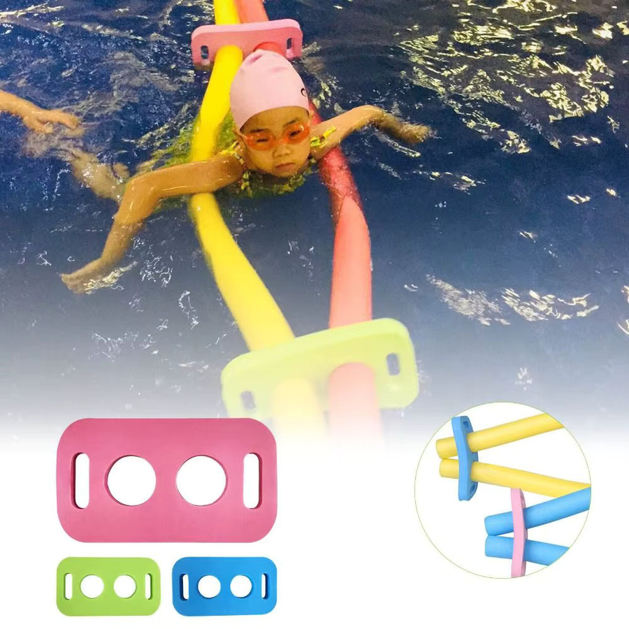 Schwimmnudel Anschluss Adapter aus EVA-Schaumstoff mit 2 Kreuzlöchern für Kinder Schwimmstock Zubehör in Pink und Multicolour - Bild 3