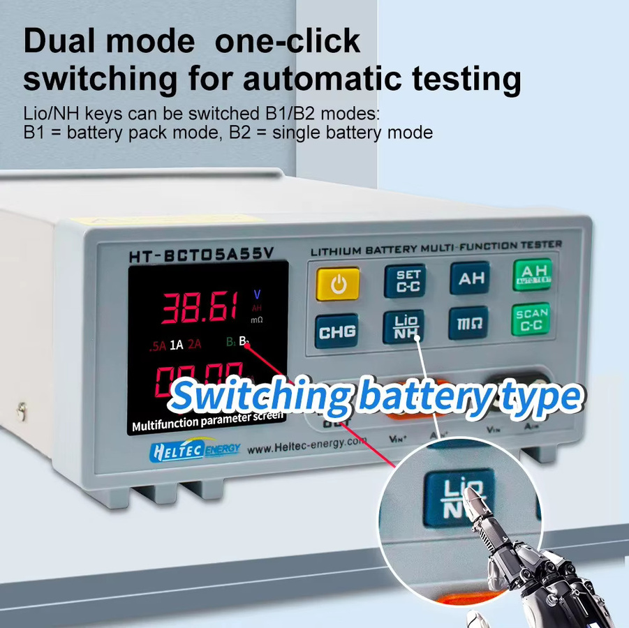 Heltecbms Lithium-Batterie-Pack Kapazitätstester für 36V/48V/60V/72V LiPo und LiFePO4 mit Lasttest, Alterungstest und Spannungsmessung - Bild 2
