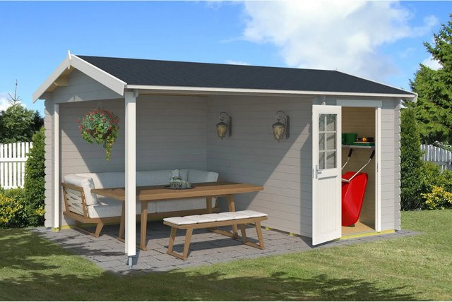 Lasita MAJA Gartenhaus Wibo aus Fichtenholz mit Satteldach in Lichtgrau, B/T/H: 465 x 337,8 x 245,1 cm - Bild 1
