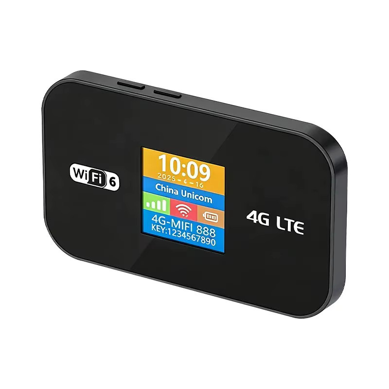 NUOYING WiFi 6 4G Mobiler Hotspot Tragbarer Router MIFI in Schwarz mit Zeitanzeige und WPS - Bild 3