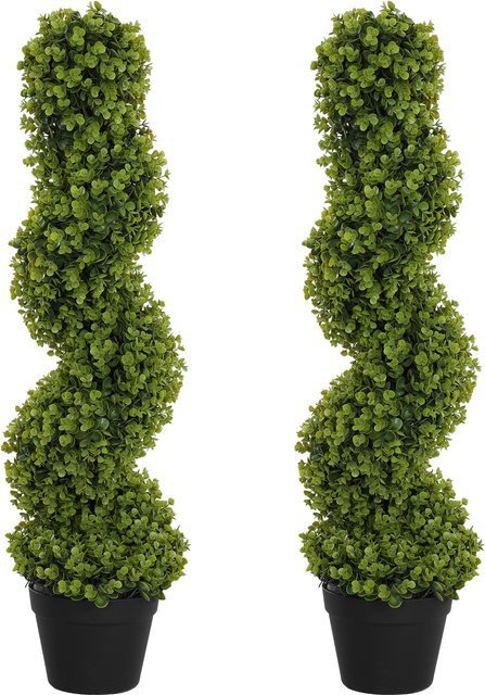 2er-Set HOMCOM Künstlicher Spiral-Eukalyptus in Grün, 90 cm große Dekopflanze im Topf - Bild 1