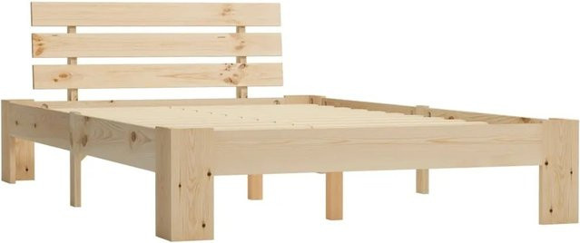 vidaXL Massivholzbett aus Kiefer in Braun und Beige, B/T/H: 120 x 200 x 66 cm - Bild 1