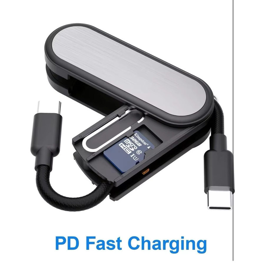 BUDI 65W USB-C-auf-USB-C-Schnellladekabel mit Demontagewerkzeug und Kartenhalter in Schwarz - Bild 2