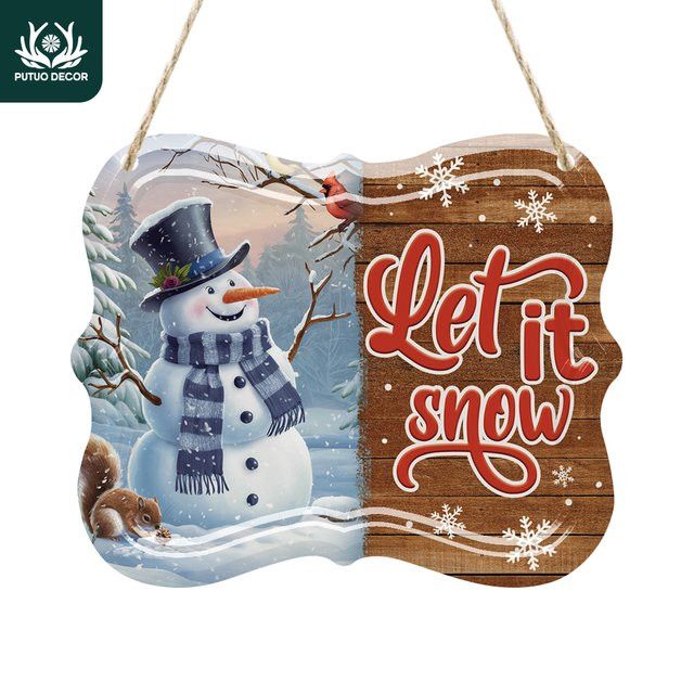 Putuo Decor Vintage Metallblechschild Let It Snow Wandkunst für Weihnachten - Bild 1