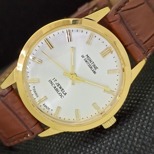 Montine Herrenuhr, vergoldet, Leder, Weiß, Analoguhr - Bild 1
