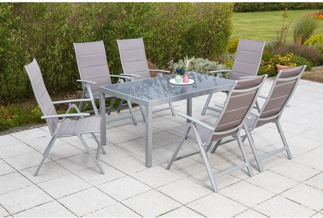 Merxx Gartenstuhl-Set Taviano in Grau mit Armlehnen aus Aluminium und Textil, B/H/T: 59 x 109 x 73 cm - Bild 2