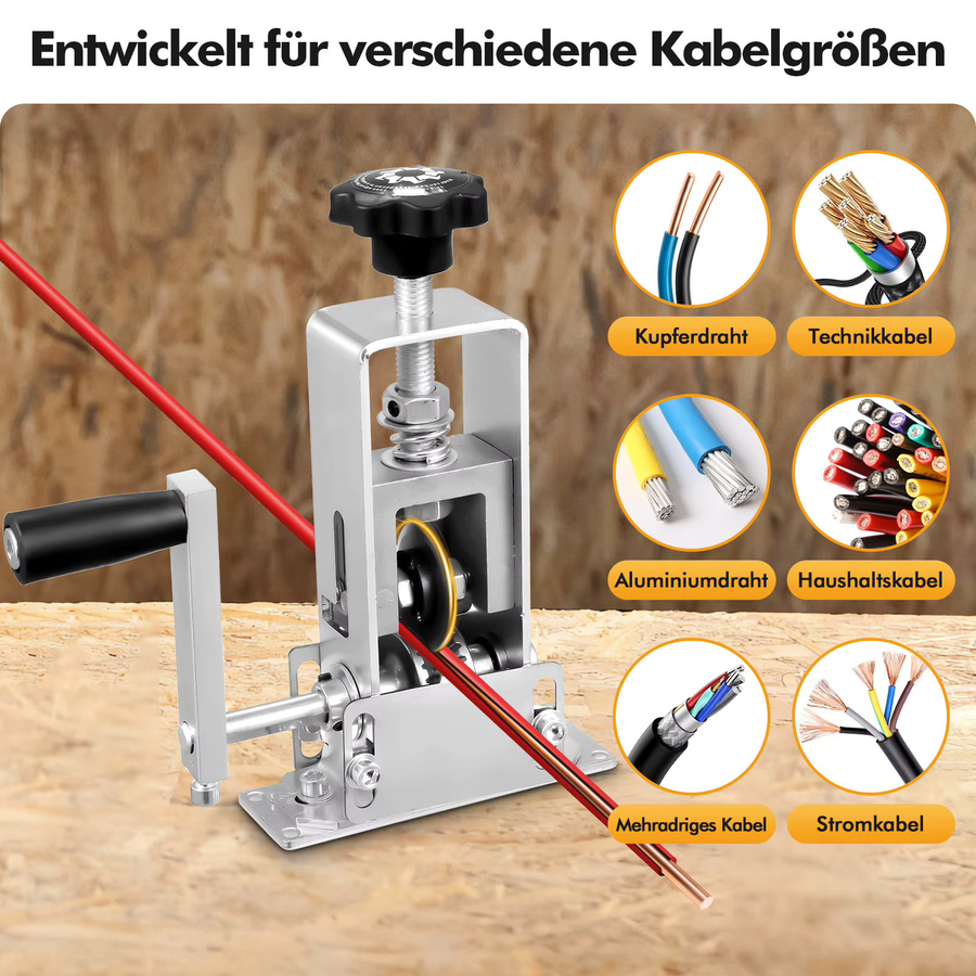 Tragbarer manueller Kabelabisolierer für 1-25mm mit Handkurbel und Elektrobohrer in Silber - Bild 4