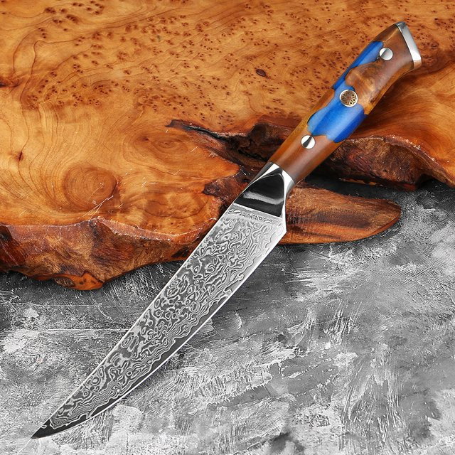 Xituo Japanisches Damaststahl Schälmesser mit Holz-Harz-Griff, 12,7 cm - Bild 1