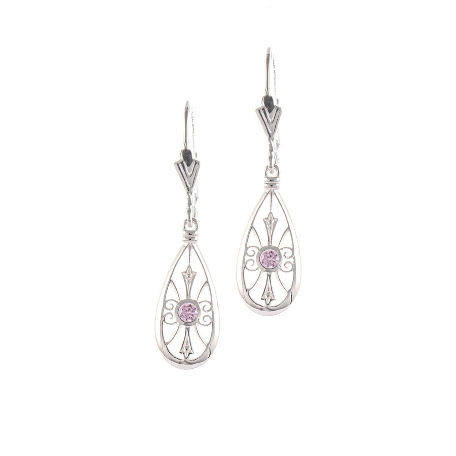Ohrringe 925 Silber, Zirkonia, rosa, Damen - Bild 1