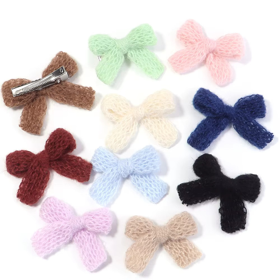 louleur Haarnadel Rand Clip, Gestrickte Wolle, Doppel Schicht Bowknot, Damen, Mädchen - Bild 4