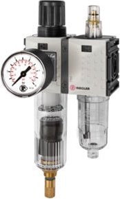 Riegler FUTURA-mini PC-Behälter 2-teilig, Standardmano, G 1/4, 0,5-10 bar, Farbe: Silber - Bild 1