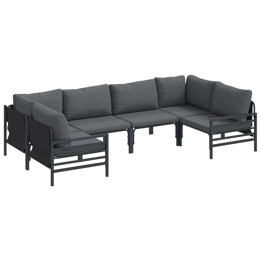 vidaXL Garten-Sofa-Set 6-teilig aus Stahl in Anthrazit - Bild 2