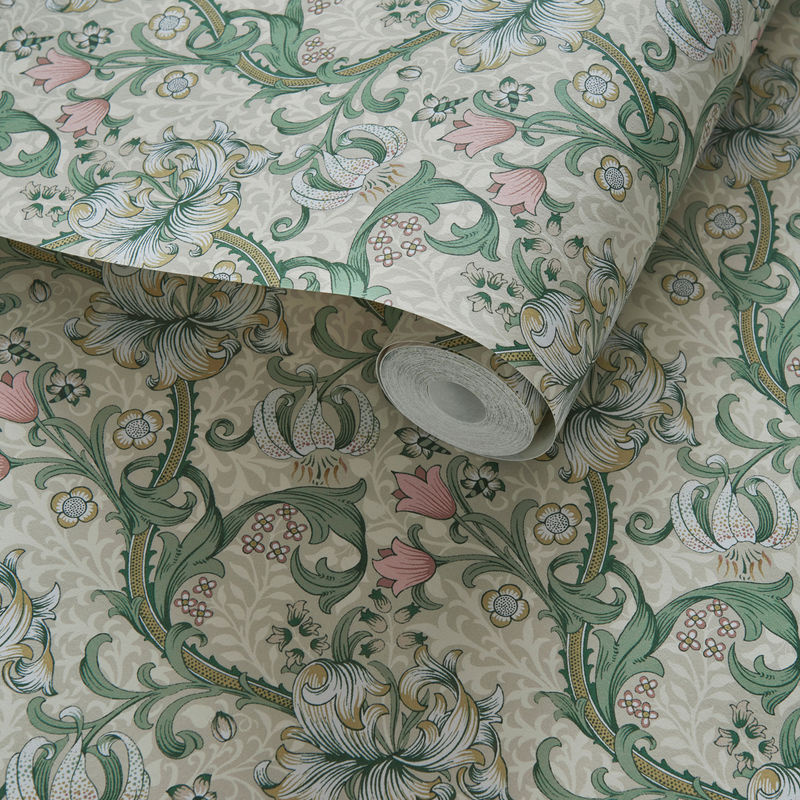 Clarke & Clarke Tapete Golden Lily in Pink, Green und Multicolour mit floralem Art Nouveau Design - Bild 3