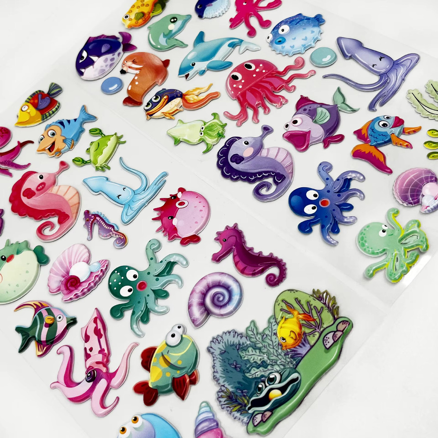 4 Stück Oktopus 3D Puffy Aufkleber in Multicolour für Scrapbooking und DIY Journaling - Bild 3