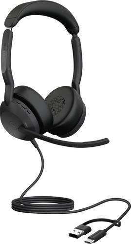 Jabra Evolve2 50 On-Ear Headset Stereo Schwarz mit Mikrofon-Rauschunterdrückung und Noise Cancelling - Bild 1