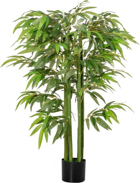 HOMCOM Künstlicher Baum aus Kunststoff und Stoff in Grün und Naturfarben, B: 17 cm, T: 17 cm, H: 140 cm - Bild 1