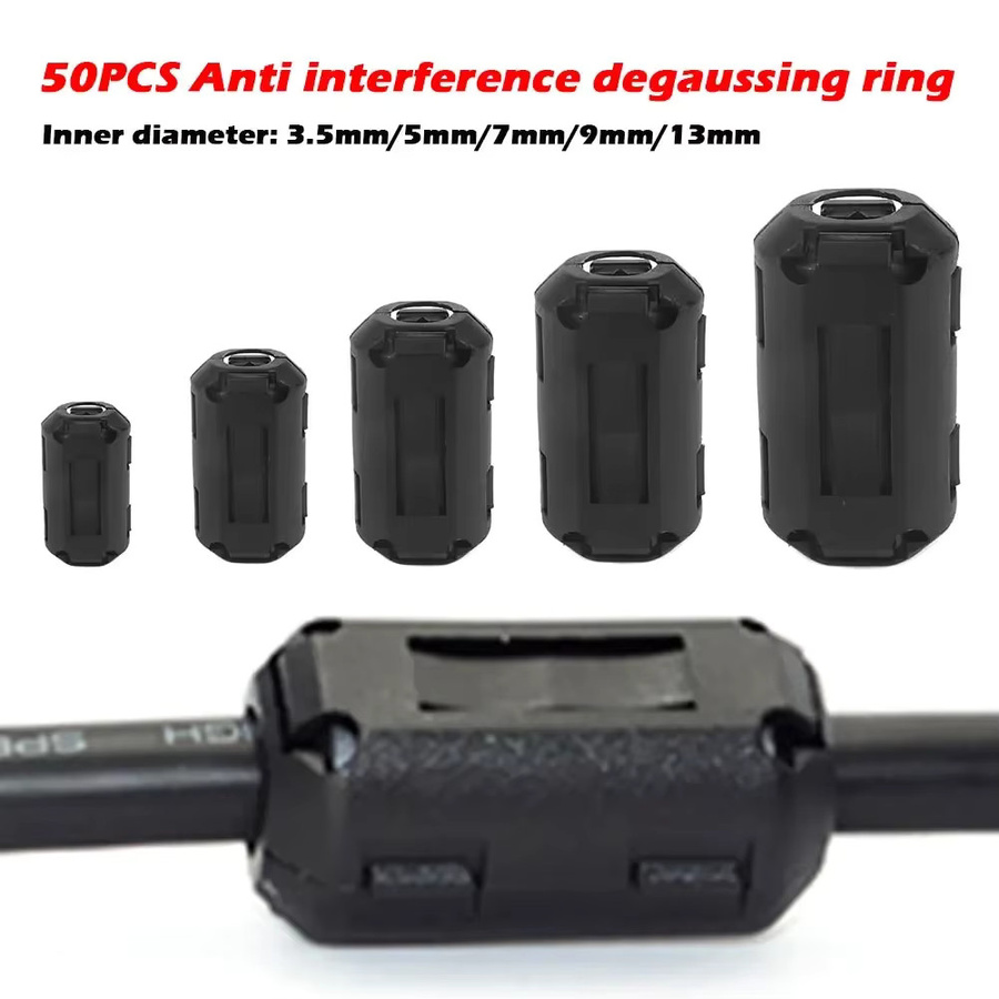 Clip-on Ferrit Ring Core Bead Choke EMI RFI Filter Noise Suppressor für USB Audio Video und Netzkabel, Schwarz - Bild 2