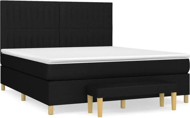 vidaXL Boxspringbett Hybrid mit Matratze und Taschenfederkern, Schwarz, B/T/H: 160 x 200 x 128 cm - Bild 1