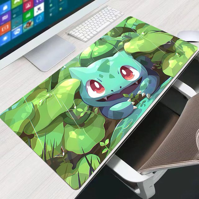 Bandai Mauspad Pokemon Bulbasaur Multicolor verlängerte Schreibtischunterlage aus Gummi mit Speed-Lock-Rand - Bild 1