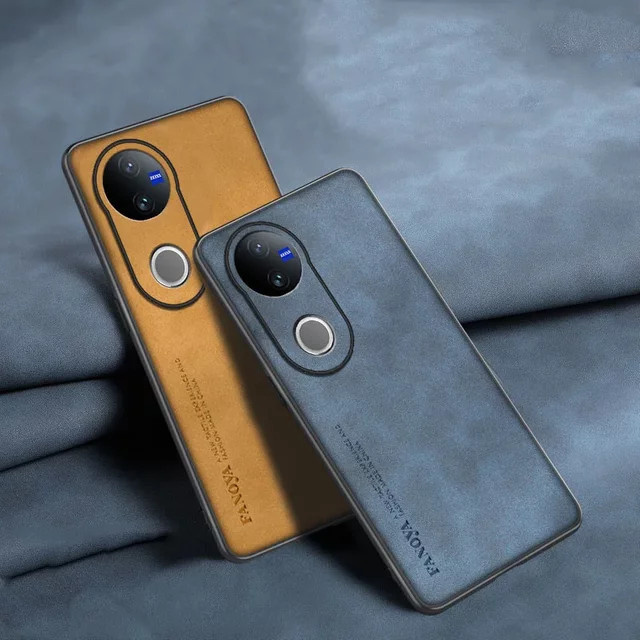 EUCAGR Schaffell PU Leder Silikon Schutzhülle für VIVO V50 Lite 4G 5G in Schwarz - Bild 1