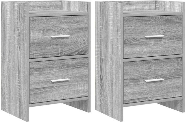 vidaXL Nachttische 2er Set Grau Sonoma aus Holzwerkstoff B/T/H: 40 x 30 x 60 cm - Bild 1