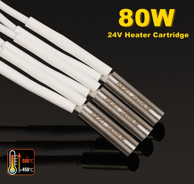 Torlipy Heizpatrone 24V 80W für 3D-Drucker E3D V6 Vulkan, Maße: 6 x 20 mm - Bild 1
