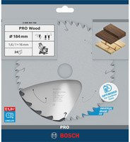 Bosch Hartmetall Kreissägeblatt Standard for Wood für Akkusägen, Durchmesser: 184 mm, Bohrung: 16 mm, 24 Zähne - Bild 2