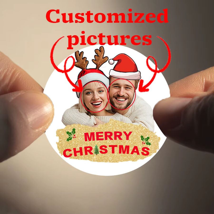 Personalisierte Foto-Weihnachtsaufkleber von WEIGAO zur Dekoration von Weihnachtsgeschenken und Dekoartikeln - Bild 3