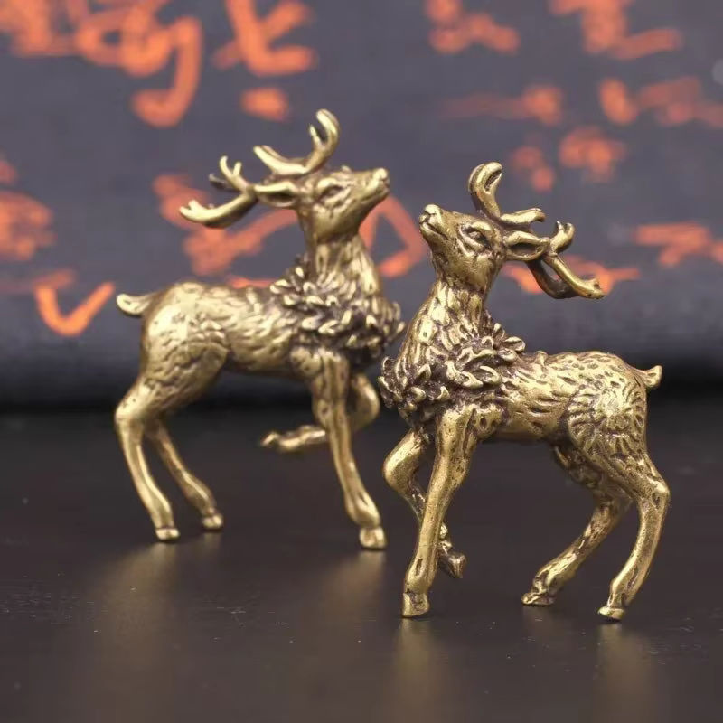 2er-Set Vintage Hirsch Ornamente aus Messing und Kupfer in Gold für deine Wohnkultur - Bild 2