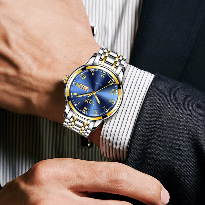 LIGE Armbanduhr Edelstahl, Quarz, Blau, Herren - Bild 6