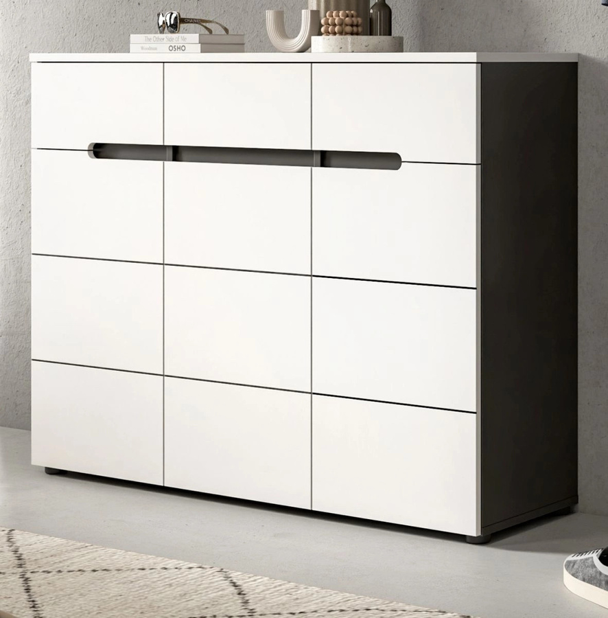 Schuhkommode Cooper von Inn.Furn in Weiß und Grau, B/T/H: 120 x 37 x 94 cm - Bild 2