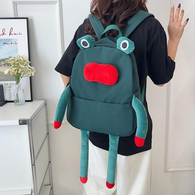 Weft Kawaii Cartoon Plüschfrosch Rucksack, grün - Bild 1