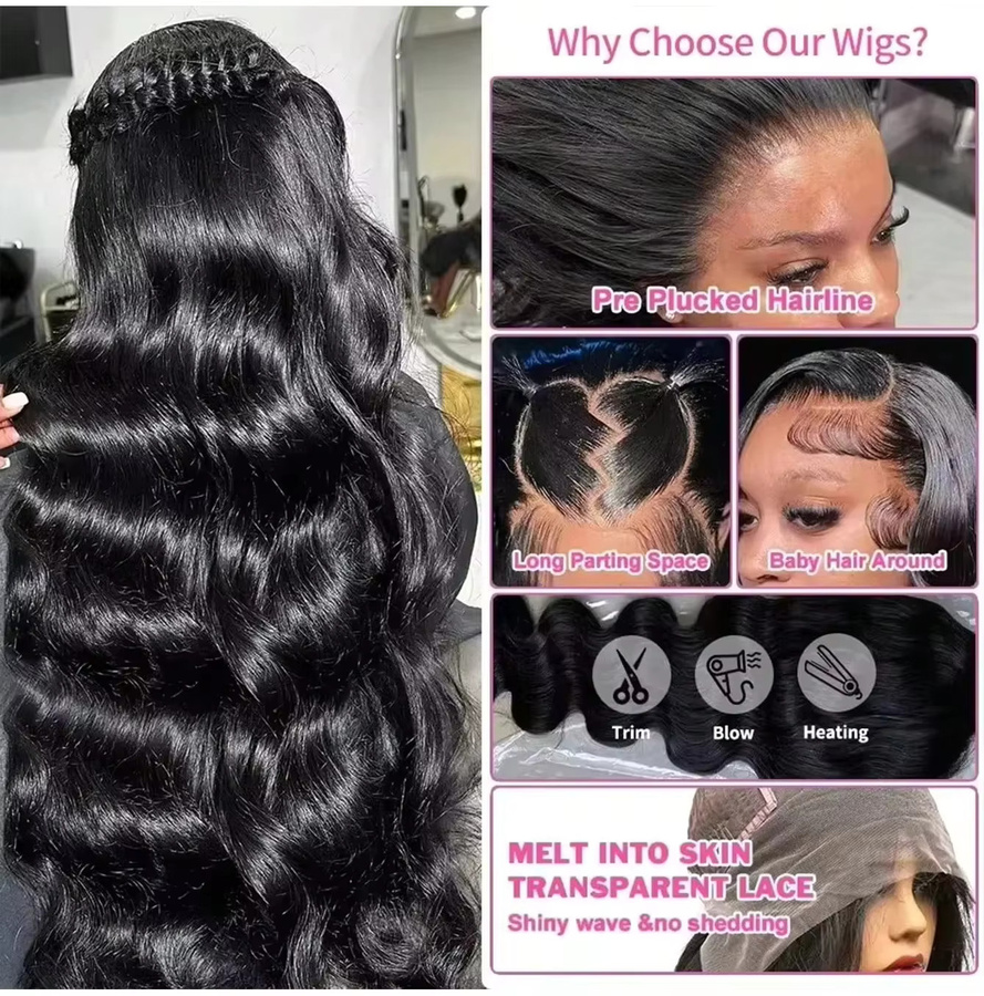 Happy Monday Body Wave Echthaar-Perücke, 300% Dichte, Wasserwelle - Bild 5