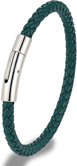 YULIN Armband Leder, Edelstahl, Blau, Grün, Unisex, 23cm - Bild 1