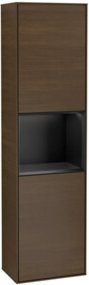 V&B Hochschrank Finion Badmöbel aus Walnuss in Braun mit LED-Beleuchtung und Glasfachböden, Breite: 41,8 cm, Höhe: 151,6 cm - Bild 1