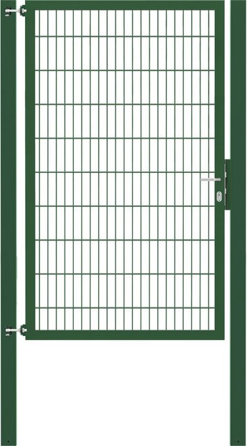 Einzeltor Flexo Plus in Grün aus Stahl mit Pfosten zum Einbetonieren, Breite: 125 cm, Höhe: 200 cm, Pfosten: 80 x 80 cm - Bild 1