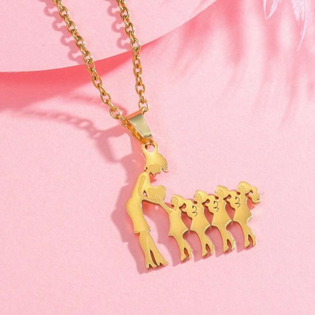 Halskette Edelstahl, Gold, pink, Damen - Bild 1