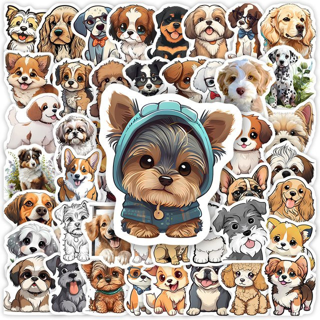 Wasserdichte Kawaii Cartoon Welpen Aufkleber in Mehrfarbig für Laptop, Telefon und Tagebuch - Bild 1