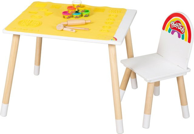 Roba Sitzgruppen-Set Play-Doh 12-teilig aus Massivholz in Weiß/Natur für Kinder - Bild 1