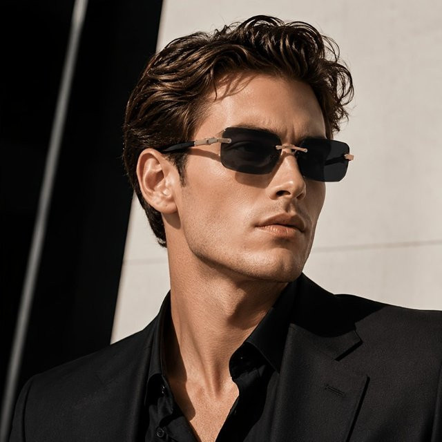 BMAD Sonnenbrille, randlos, quadratisch, Unisex, schwarz, Metall - Bild 1