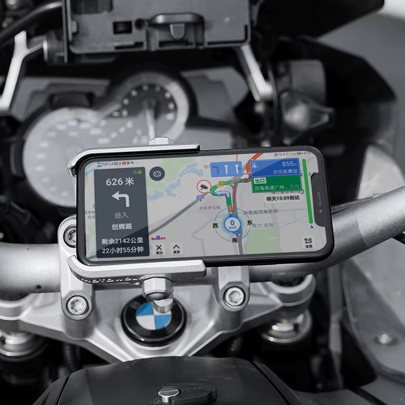 Universal Fahrrad und Motorrad Lenker Handyhalterung aus Aluminium Legierung in Silber für iPhone, Xiaomi und Samsung - Bild 3