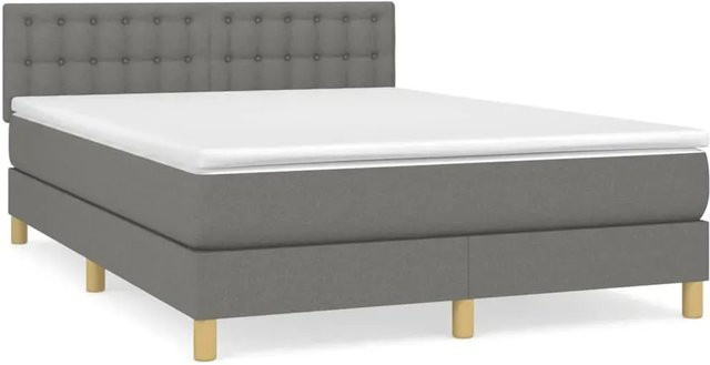 vidaXL Boxspringbett mit Matratze Hybrid Dunkelgrau B/T/H: 140 x 200 x 144 cm - Bild 1