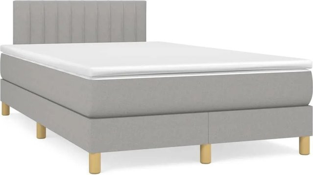 vidaXL Boxspringbett mit Matratze Hybrid-Design in Hellgrau, B/T/H: 120 x 200 x 88 cm - Bild 1