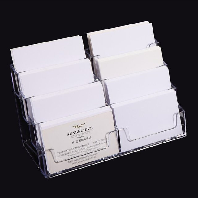 JESJELIU Visitenkartenhalter aus Acryl transparent Desktop Kartenbox zur Aufbewahrung und Organisation von Visitenkarten und Broschüren - Bild 1