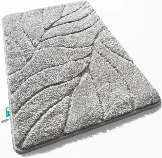 Karat Badematte Maris Badvorleger mit Blattstruktur in Silber/Grau, B/B: 40 x 60 cm - Bild 1