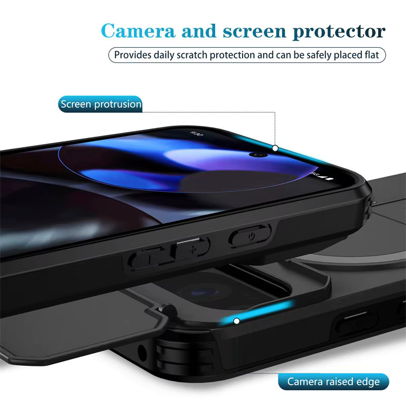MagSafe Wireless Charging Case für Google Pixel 10, 9 Pro XL, 10 Pro, 9A und 10 5G mit Kamera-Schutz und Kickstand in Schwarz und Grün - Bild 3