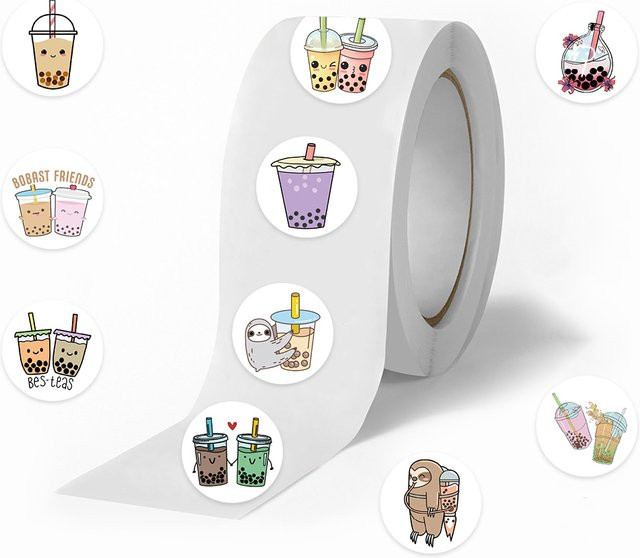 500 Stück Cartoon Bubble Tea Roll Aufkleber in Multicolour für Laptop, Notizbuch und Skateboard - Bild 1