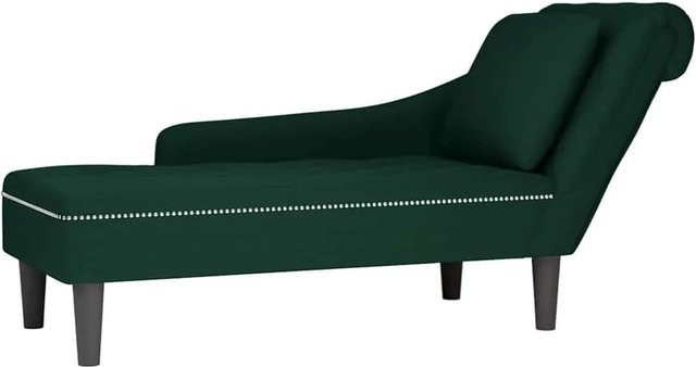 vidaXL Chaiselongue mit Kissen und rechter Armlehne aus Samt in Dunkelgrün B/T/H: 145 x 56 x 70 cm - Bild 1